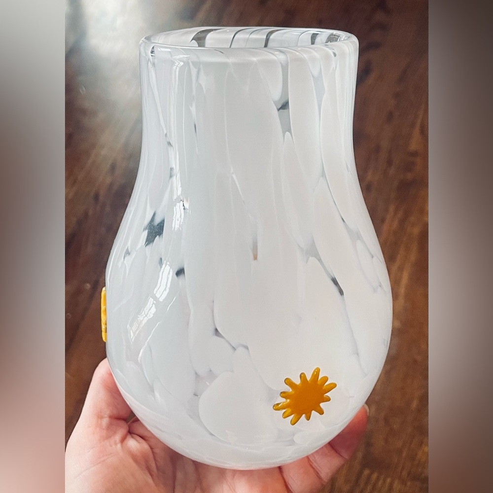 Anthropologie The Icon White Confetti Vase Golden Sun